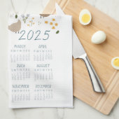 2025 Tea Totuch Kalender Hühner Lover Garten Geschirrtuch (Viertel Falte)