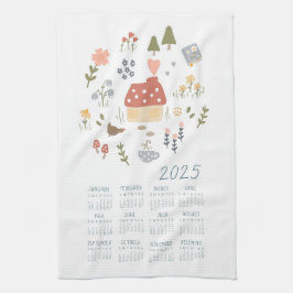 2025 Teetuchkalender Gemütliche Hütte Berghütte Geschirrtuch