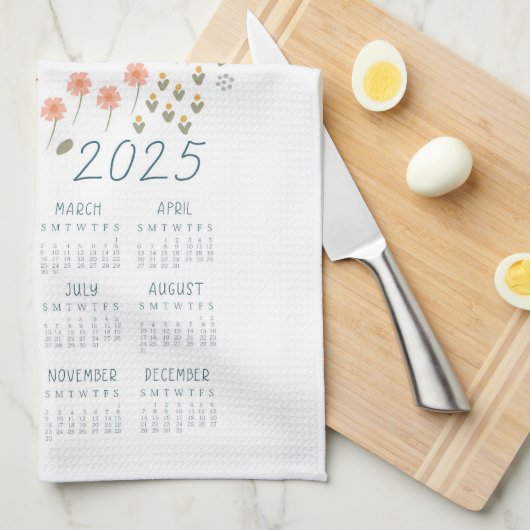 2025 Teetuchkalender Wildblume Garten Geschirrtuch (Viertel Falte)
