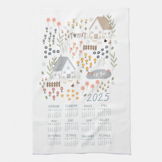 2025 Teetuchkalender Wildblume Garten Geschirrtuch (Vertikal)