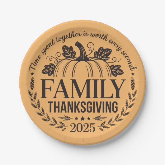 2025 Thanksgiving Family Keepsake Design Pappteller (Vorderseite)