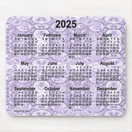 2025 Tiny Bubbles Lila Calendar von Janz Mousepad (Vorne)