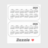 2025 Transparent 2026 Kalender von Janz Aufkleber (Blatt)