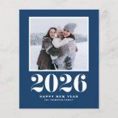 2025 Typografie Navy Blue Happy New Year Foto (Vorderseite)