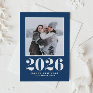2025 Typografie Navy Blue Happy New Year Foto