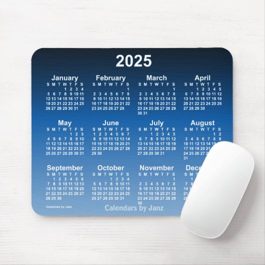 2025 Verblassener Blue Neon Calendar von Janz Mous Mousepad (Mit Mouse)