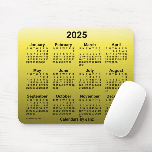 2025 Verblassener Gelber Kalender von Janz Mouse P Mousepad (Mit Mouse)