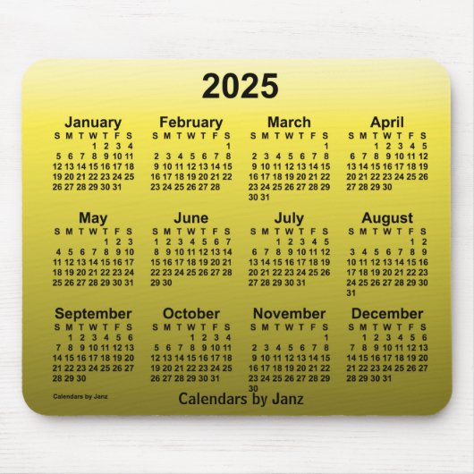 2025 Verblassener Gelber Kalender von Janz Mouse P Mousepad (Vorne)