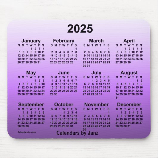 2025 Verblassener Violetkalender von Janz Mouse Pa Mousepad (Vorne)