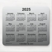 2025 Verblassener weißer Kalender von Janz Mouse P Mousepad (Vorne)