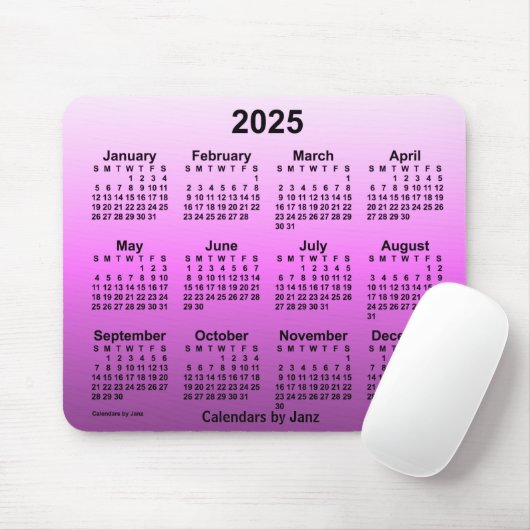 2025 - Verblasster Hot Pink-Kalender von Janz Mousepad (Mit Mouse)