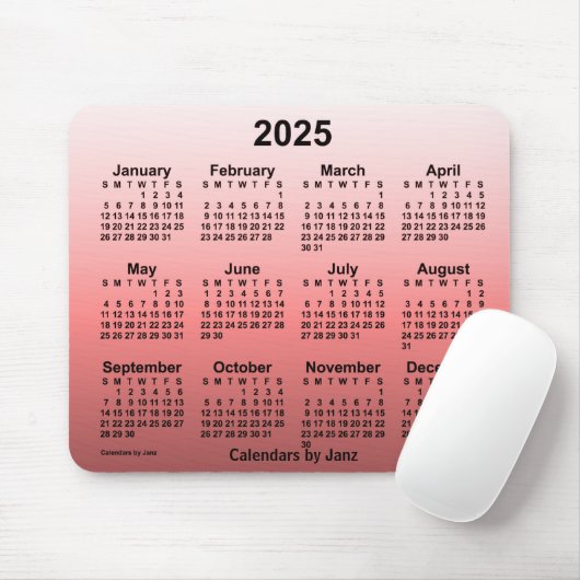2025 Verblasster roter Kalender von Janz Mouse Pad Mousepad (Mit Mouse)