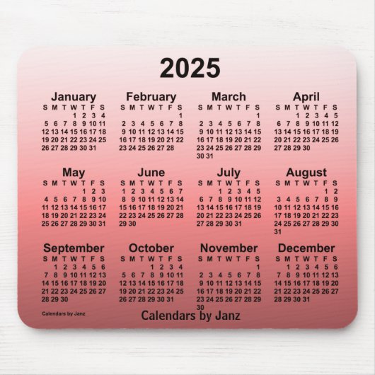 2025 Verblasster roter Kalender von Janz Mouse Pad Mousepad (Vorne)