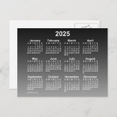 2025 Verblasster Schwarzer Mini-Kalender von Janz Postkarte (Vorne/Hinten)