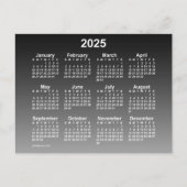 2025 Verblasster Schwarzer Mini-Kalender von Janz Postkarte (Vorderseite)
