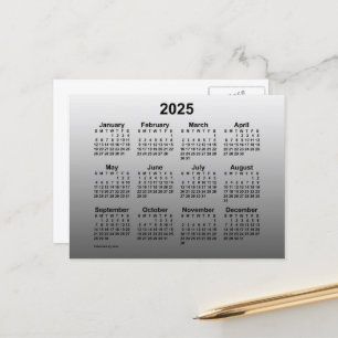 2025 verblasster weißer Mini-Kalender von Janz Pos Postkarte