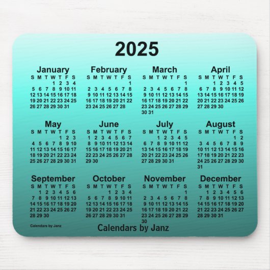 2025 Verblichener Aquamariner Kalender von Janz Mo Mousepad (Vorne)