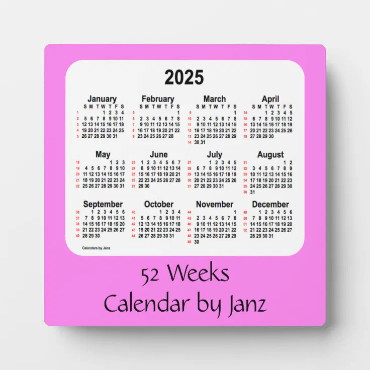 2025 Violet 52 Weeks Calendar by Janz Fotoplatte Zazzle.de