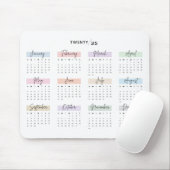 2025 VOLLES JAHR KALENDER PASTEL HANDSCHRIFTLICHE  MOUSEPAD (Mit Mouse)