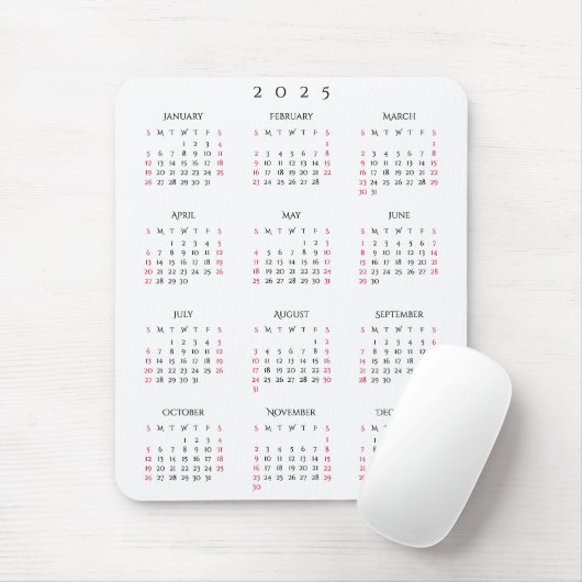 2025 Volljähriger Kalender Elegant Zuhause Office Mousepad (Mit Mouse)