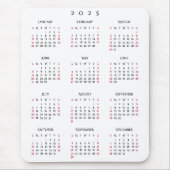 2025 Volljähriger Kalender Elegant Zuhause Office Mousepad (Vorne)