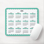2025 Volljähriger Kalender Wavy Smaragdgrün Mousepad (Mit Mouse)
