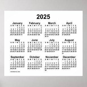 2025 Weißer Wandkalender von Janz Poster