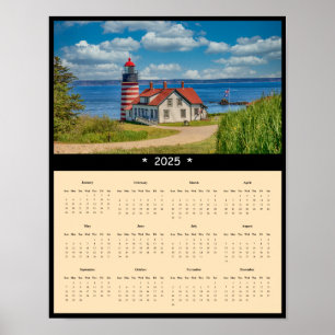 2025 West Quoddy Head Lighthouse Wall Calendar Poster