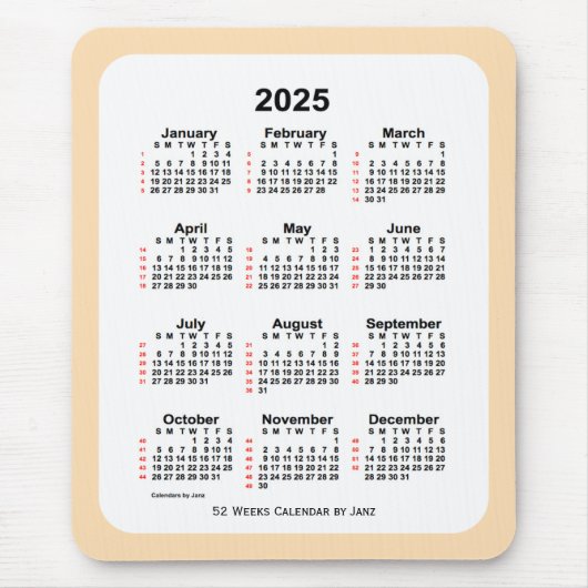 2025 Wheat 52 Week Calendar by Janz Mousepad (Vorne)