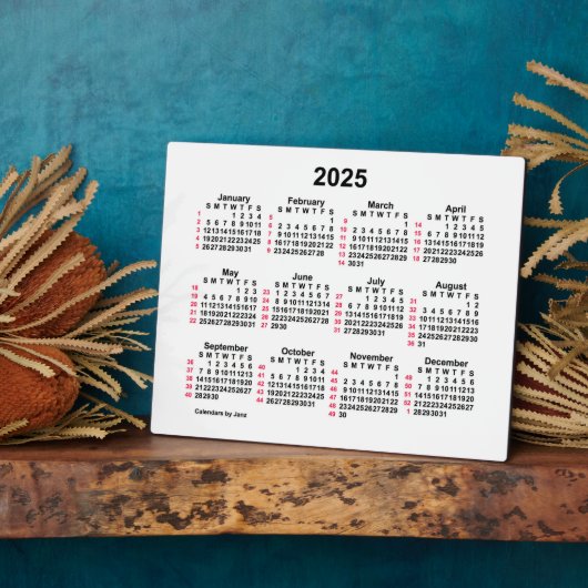 2025 White 52 Week ISO Desk Calendar by Janz 8x10 Fotoplatte (Seite)