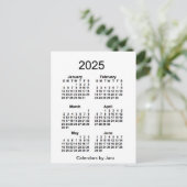 2025 White 6 Month Mini Kalender von Janz Postkarte (Stehend Vorderseite)