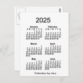 2025 White 6 Month Mini Kalender von Janz Postkarte (Vorne/Hinten)
