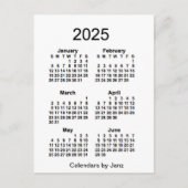 2025 White 6 Month Mini Kalender von Janz Postkarte (Vorderseite)