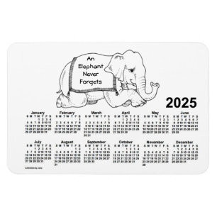 2025 White Elephant Calendar von Janz 4x6 Magnet