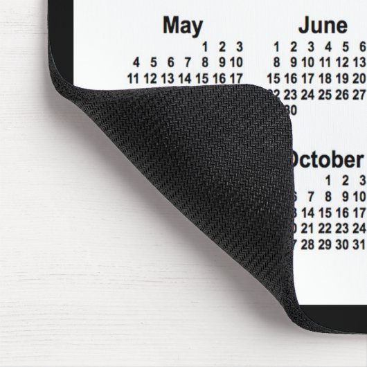 2025 White on Black Calendar by Janz Two Tone Mousepad (Ecke)