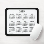 2025 White on Black Calendar by Janz Two Tone Mousepad (Mit Mouse)