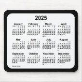 2025 White on Black Calendar by Janz Two Tone Mousepad (Vorne)