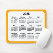 2025 White on Orange Calendar by Janz Two Tone Mousepad (Mit Mouse)