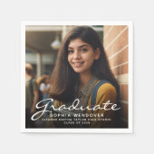 2025 White Script Foto Graduation Party Serviette (Vorderseite)