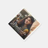 2025 White Script Foto Graduation Party Serviette (Ecke)