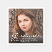 2025 White Script Foto Graduation Party Serviette (Vorderseite)