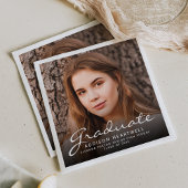 2025 White Script Foto Graduation Party Serviette