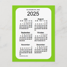 2025 Yellow Green 6 Month Mini Calendar von Janz Postkarte