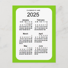 2025 Yellow Green 6 Month Mini Calendar von Janz Postkarte