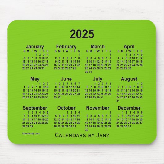2025 Yellow Green Calendar von Janz Mouse Pad Mousepad (Vorne)