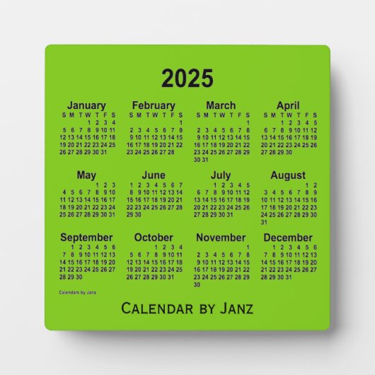 2025 Yellow Green Desk Calendar by Janz Fotoplatte (Vorderseite)