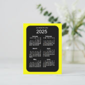 2025 Yellow Neon 6 Month Mini Calendar by Janz Postkarte (Stehend Vorderseite)
