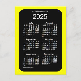 2025 Yellow Neon 6 Month Mini Calendar by Janz Postkarte