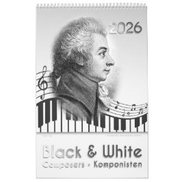 2026, 12 Komponisten Portraits in "Black & White" Kalender
