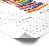 2026 1-Seiten-Kalender Schwarze Katze auf farbenfr Poster (Ecke)